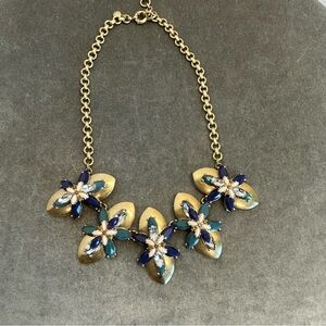 J. Crew Vintage Rare Bronze And Glass Rhinestones Art Deco Statement Necklace
